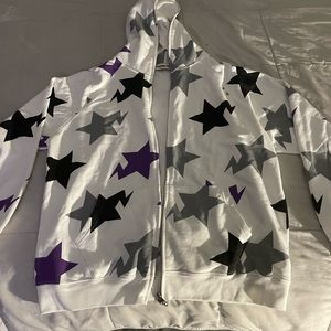 Bapesta Stars White / Purple / Gray Zip-Up Hoodie